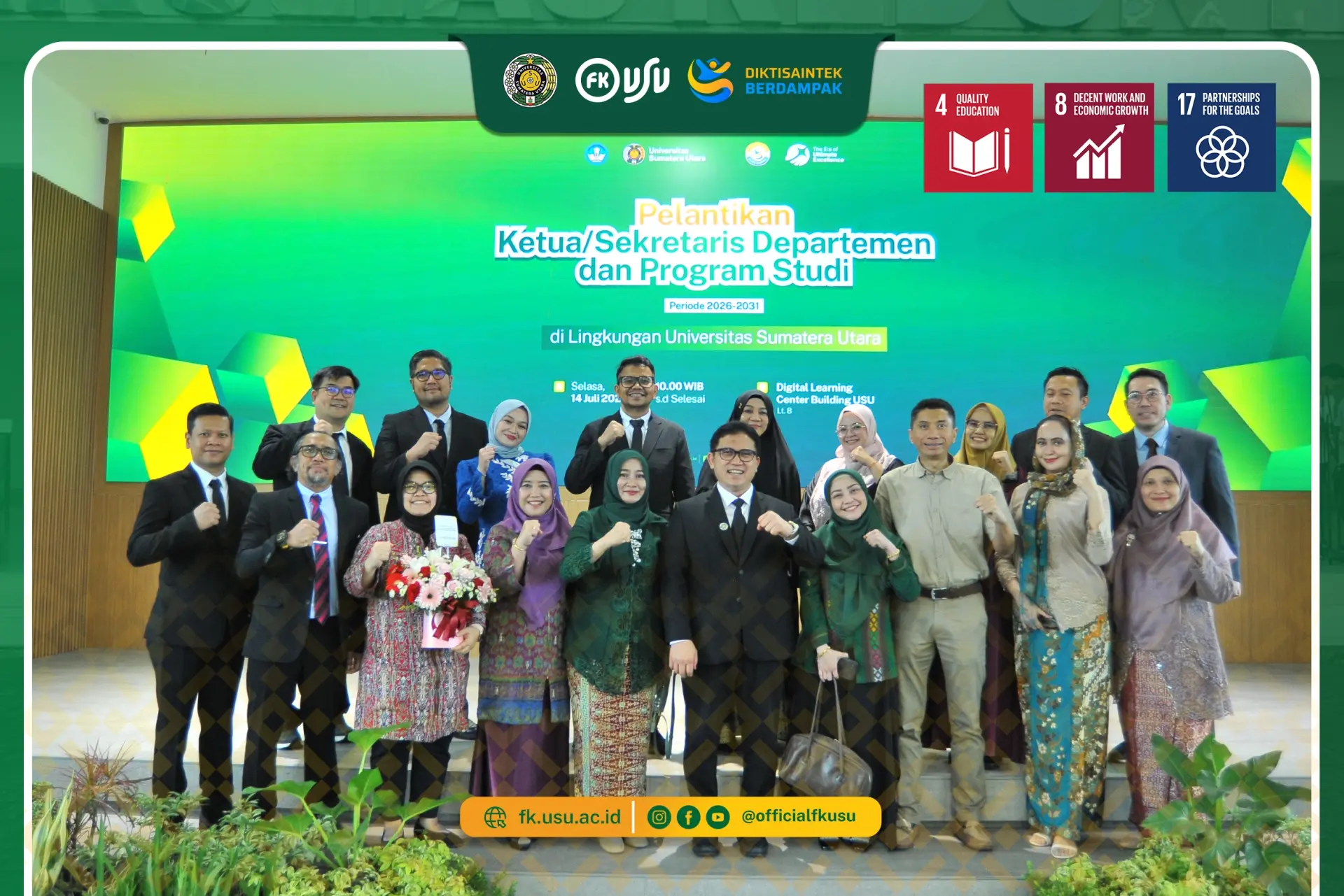 Ketua dan Sekretaris Departemen serta Program Studi FK USU Resmi Dilantik, Perkuat Kepemimpinan Akademik Menuju Fakultas Berdaya Saing Global